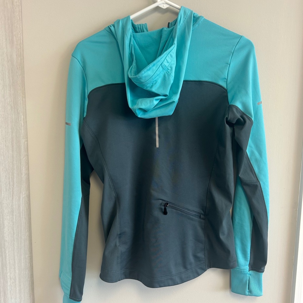 Nike Dri-FIT Pullover 1/4 zip Hoodie Running Jacket Women's S Teal Thumb Holes - Picture 4 of 7